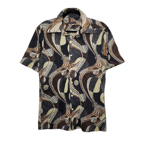 Vintage Other - Vintage 70s Groovy Hippie Rockabilly Art Abstract All Over Rare Earth Button